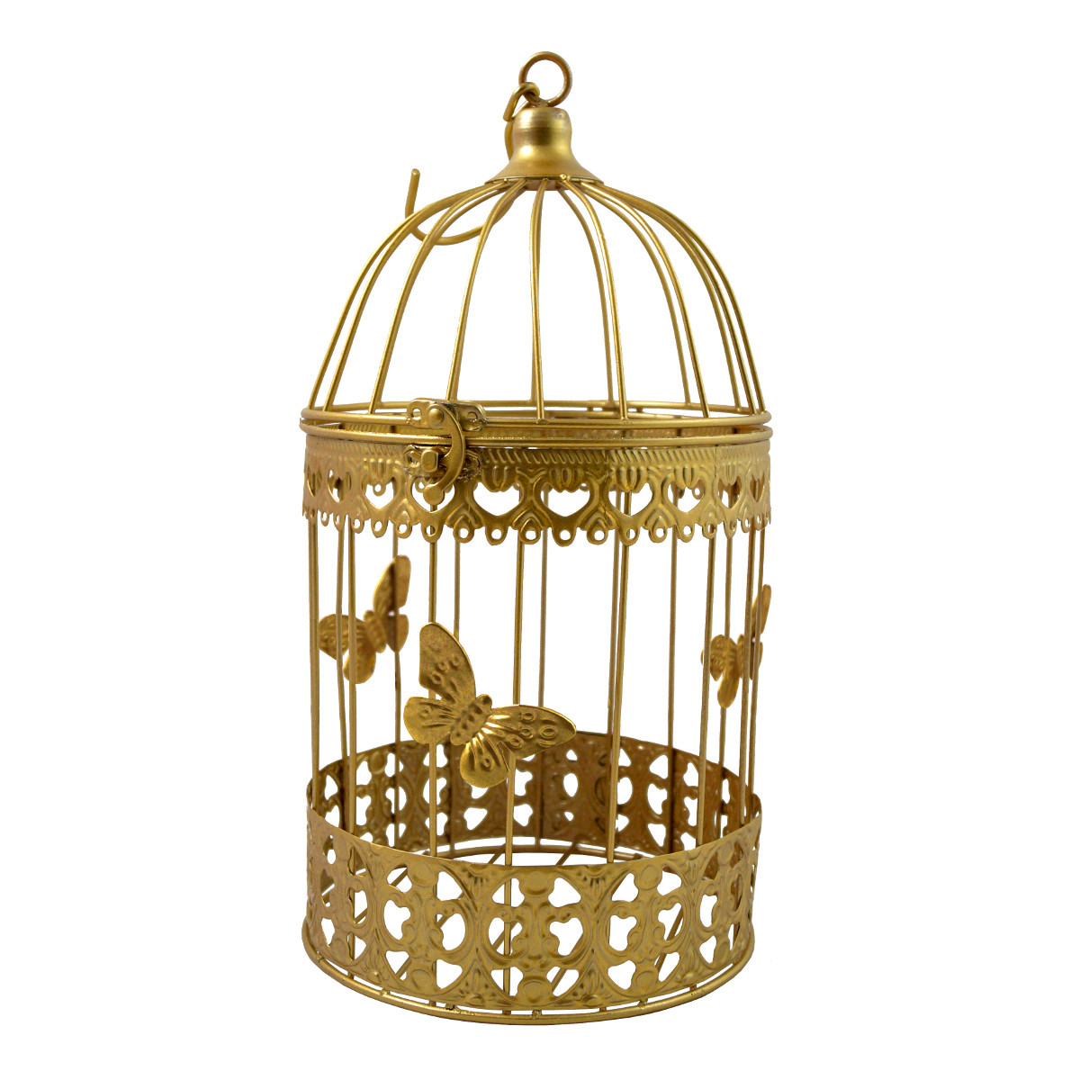 Deko Metall Vogel Käfig Dekokäfig im Antik Shabby Look gold mit Vogelmotiv 