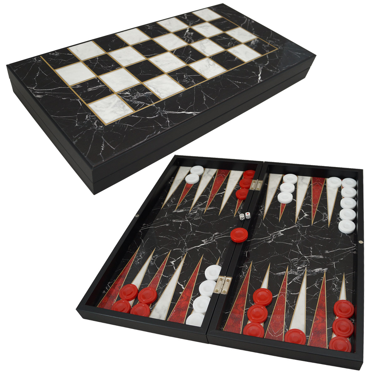 DELUXE Holz Backgammon Set VALENTINE Tavla Spiel im XXL Format 48x48,7 cm 