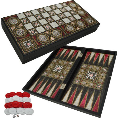 Deluxe Holz Backgammon Set Elegance im XXL Format 57x48,8 cm